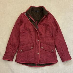 Barbour Cavalry Polarquilt Fleece Lined Quilted Red Full Zip Jacket 8